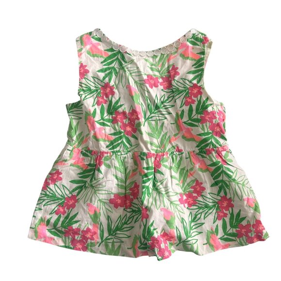 Janie & Jack Girls Tropical Floral Ruffle Blouse Size 6 With Bow Back Details - Picture 1 of 8